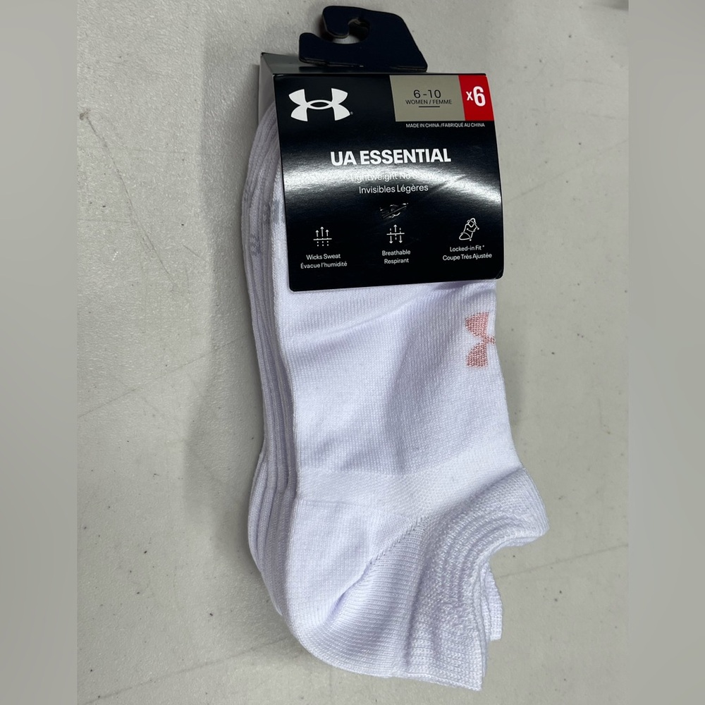Under Armour Essential No Show Training Socks Women's 6 Pack Size 6-10 NWT